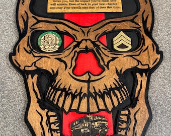 Skull Military Plaques, Going away gifts. Recognition and Appreciation awards. (LxWxH)