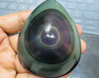 AAA Rainbow Obsidian Gemstone: Handmade Teardrop Crystal (72.5mm)
