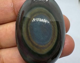 Rainbow Obsidian Cabochon: Handmade Gemstone for Jewelry (43x28.5 MM, 101 Cts.)