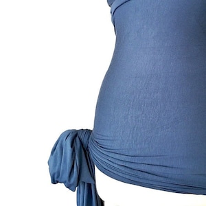 Denim Blue Natural Bamboo Womb Wrap Soft Stretchy Postpartum Binder Bengkung Belly Binding Alternative Diastasis Recti | Seamless | Faja