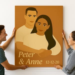 Custom Couple Portrait Canvas – Personalized Photo to Art | Anniversary Gift, Wedding Gift, Relationship Wall Decor