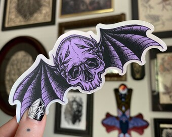 Bat Death’s Head matte holographic vinyl sticker
