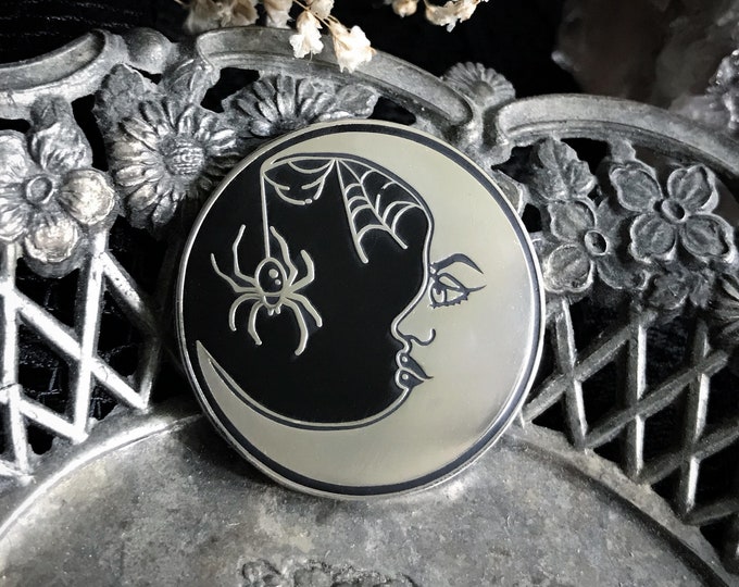 Spider Moon Enamel Pin - Etsy