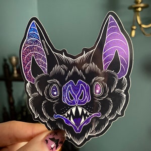 Bat Head glitter vinyl sticker