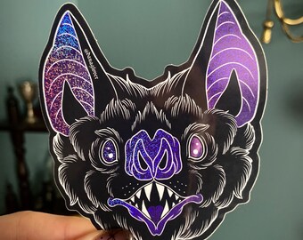 Bat Head glitter vinyl sticker