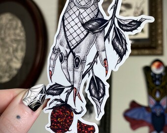 Goth rose hand glossy glitter vinyl sticker