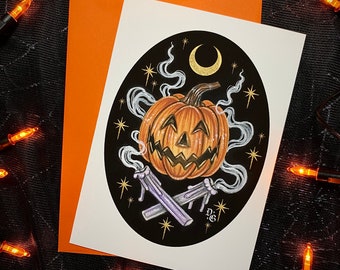 Candle Jack-o-Lantern Halloween 5x7 Greeting Card