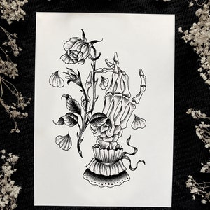 Skeletal Mourning Hand 5x7 Cardstock print