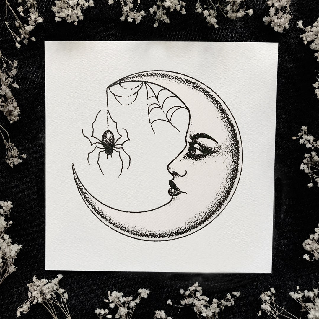 Spider Moon 6x6 Cardstock Print - Etsy