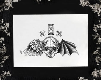 Death's Head 5x7 Cardstock print