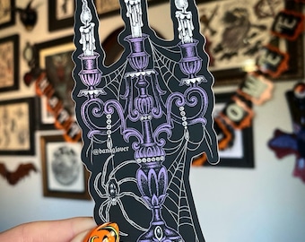 Haunted Candelabra vinyl matte metallic sticker