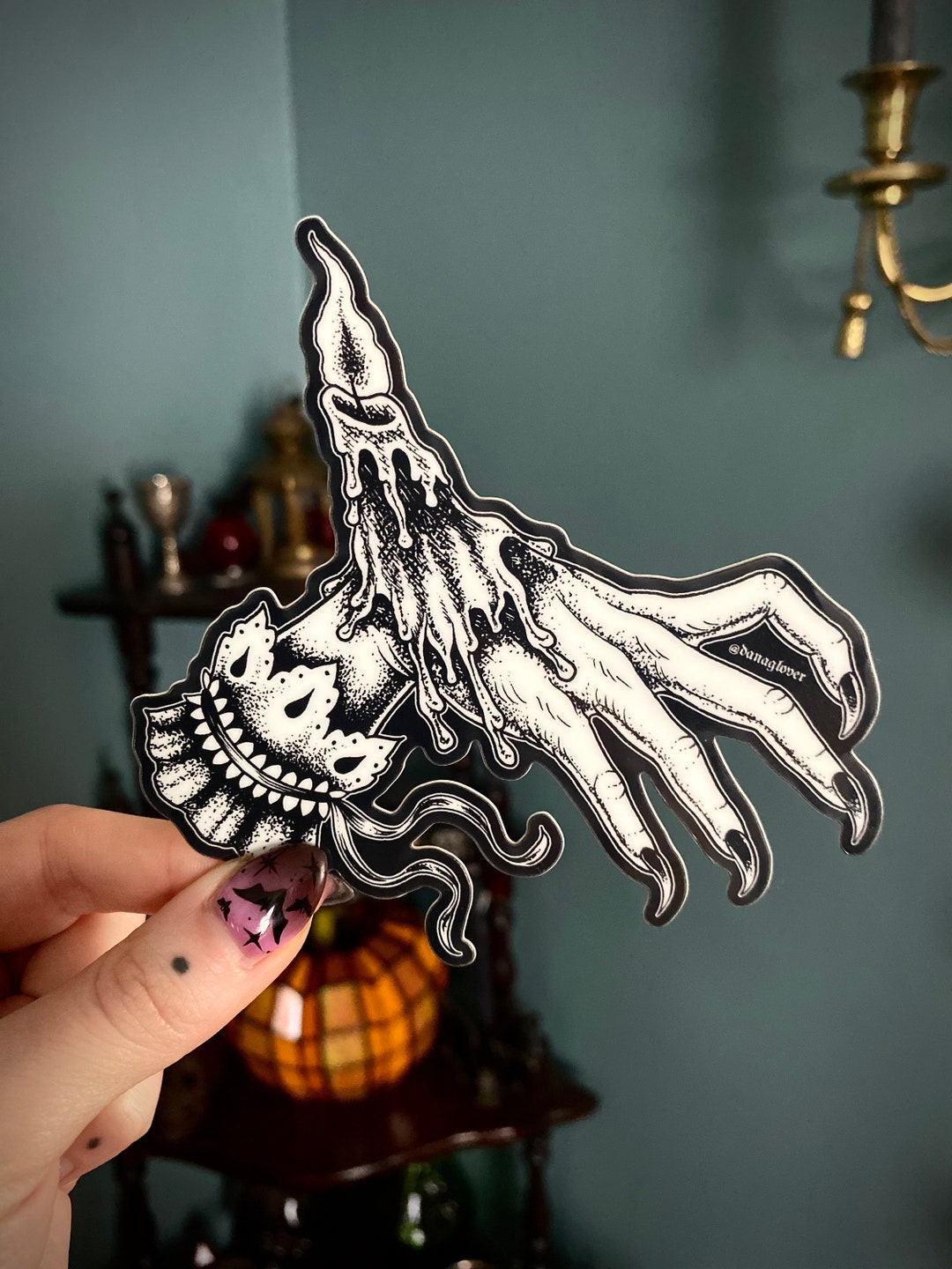 Vampire Hand glow in the dark glossy vinyl sticker