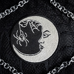 Spider Moon embroidered patch