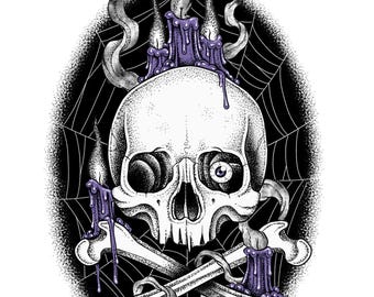 Candle Skull 5x7” Fine Art Giclée print