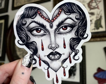 Vampire Crybaby Heart glossy glitter vinyl sticker