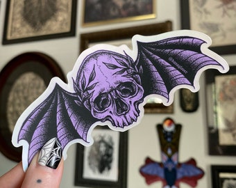 Bat Death’s Head matte holographic vinyl sticker