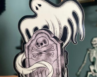 Ghost Grave glow in the dark glossy vinyl sticker
