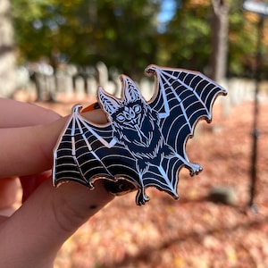 Creature of the Night silver hard enamel bat pin