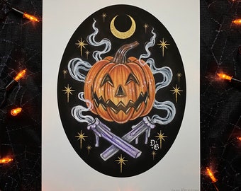 Candle Jack-o-Lantern 5x7 or 8.5x11” Fine Art Giclée print