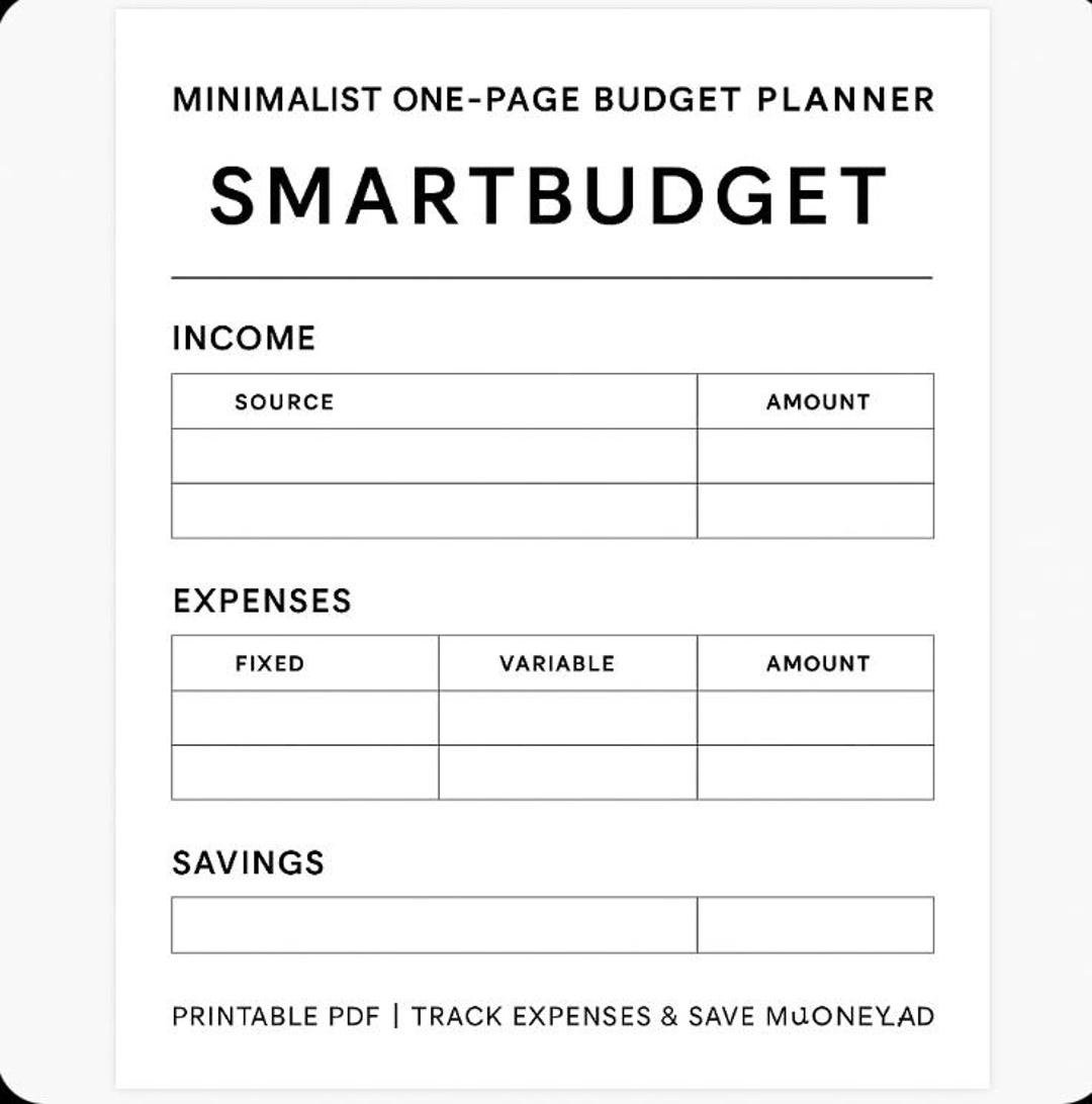 Budget One Page Examples Minimalist One-page Budget Planner | Printable PDF | Track Expenses ...
