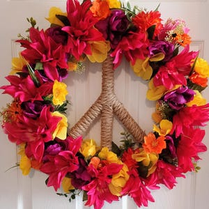 18&quot; Floral Peace Sign Wreath
