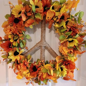 18&quot; Fall Peace Sign Wreath