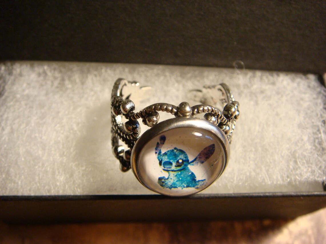 Disney Inspired Stitch Filigree Ring in Antique Silver 3106 Etsy