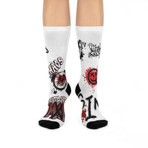 Graffiti Crew Socks, Streetwear Halloween Dark Theme Adults Teens, Cool Funky Punk Rock, Alternative Grunge Skateboard Skater, Comfy Long