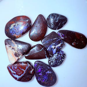 Natural Australian Boulder Opal Cabochons – Mixed Fire Gemstone for Jewelry Making