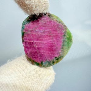 Natural Ruby Zoisite Slice Cabochon, Pink Green Gemstone, Jewelry Making Supply