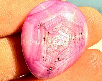 Natural Trapiche Ruby Cabochon | Pinkish Purple Gemstone (25x21x5mm)