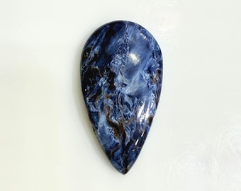Blue Pietersite Cabochon: Drop Shape Gemstone for Jewelry Making (35x19x6 mm, 26.40 ct