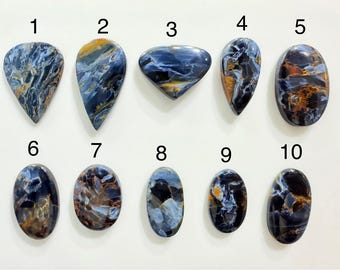 Blue Pietersite Cabochon Lot, Chatoyant Gemstone for Jewelry