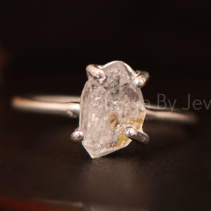 Raw Herkimer Diamond Ring, 925 Sterling Silver Ring, April Birthstone Handmade Ring, Minimalist Jewelry, Women Ring, Gift For Her