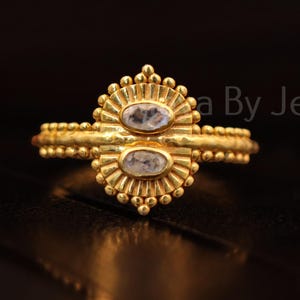 Handmade Moonstone Ring: 925 Sterling Silver, 14k Gold Vermeil