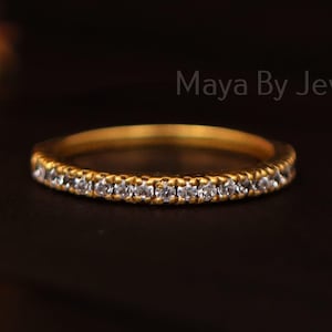 14k Gold Plated Sterling Silver CZ Eternity Band Ring: Promise Ring