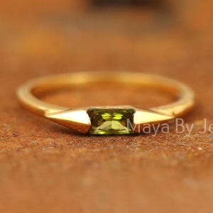 Gold Vermeil Peridot Ring: Dainty Sterling Silver August Birthstone
