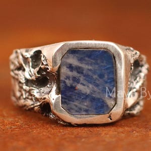 Bague labradorite naturelle, bague en argent sterling 925, chevalière pour homme, bague faite main, bague tendance, alliance, cadeau pour lui