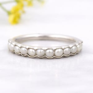 Sterlingzilveren parelring: minimalistische stapelsieraden