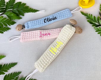 Ferma ciuccio personalizzato / Ciuccio personalizzato / Porta ciuccio con nome / Regalo personalizzato per baby shower / Porta ciuccio in legno di faggio / Set regalo per neonati