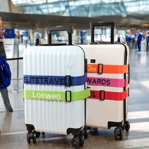 Sangle de bagage personnalisée 180 cm x 5 cm Ceinture de sécurité pour valise avec votre nom/texte