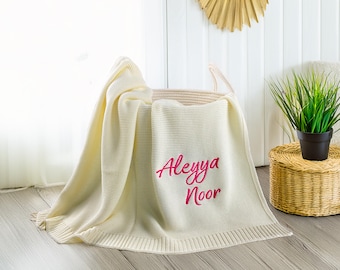 Babynaamdeken, babycadeau, geborduurde deken, kinderwagendeken, babyshowercadeau, cadeau pasgeboren baby, gepersonaliseerde naam babydeken