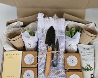 Herb Garden Starter Gift Box, Basil, Parsley, Dill, Lemon Balm or Cut Flower Garden Seed Gift Set