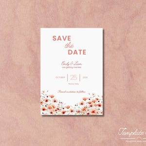 Biglietto Save the Date modificabile • Biglietto elettronico animato per matrimonio • Invito digitale floreale • Design boho moderno • Modello Save the Date online