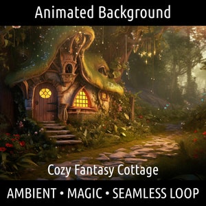 ANIMOWANE TŁO | Retro Przytulny Lofi Bajkowy Domek Fantazyjny | Dla Vtuber Twitch OBS Zoom Stream Looping Overlay Stage | Płynna pętla