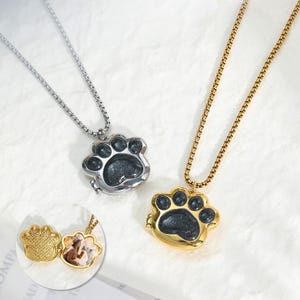 Custom Photo Locket Necklace with Paw Print, Dog Paw Necklace, Pet Keepsake, Memorial Locket Necklace, Unique Jewelry, Gift for Pet Lovers