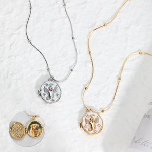 Custom Angel Dog Photo Locket Necklace: Pet Memorial Keepsake