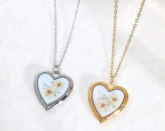Benutzerdefinierte Foto Locket Halskette mit Vergissmeinnicht Blume, personalisierte Erinnerung Schmuck, Geschenk für Mutter, Erinnerung Geschenk