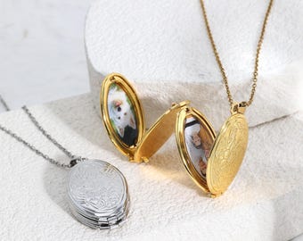 Personalized 4 Photo Locket Necklace, Custom Folding Photo Locket, Memorial Keepsake, Gift for Mom Sister
