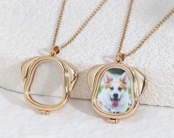 Dog Memorial Necklace, Personalized Pet Photo Locket Necklace, Custom Dog Fur Jewelry, Sympathy Gift for Loss of Dog, Pet Remembrance Gift
